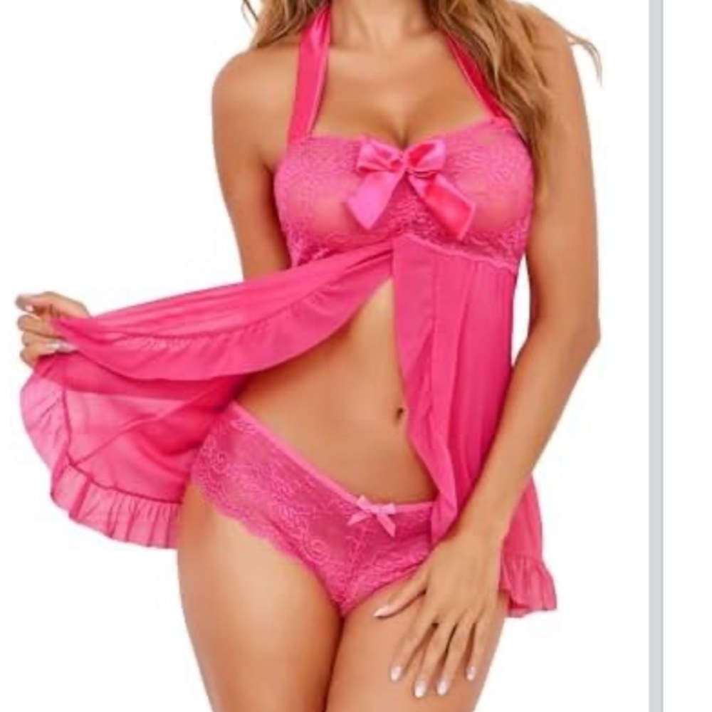 Avidlove Sexy Lingerie Lace Babydoll Dress Open Front Sleepwear Halter ❤️ NWT
